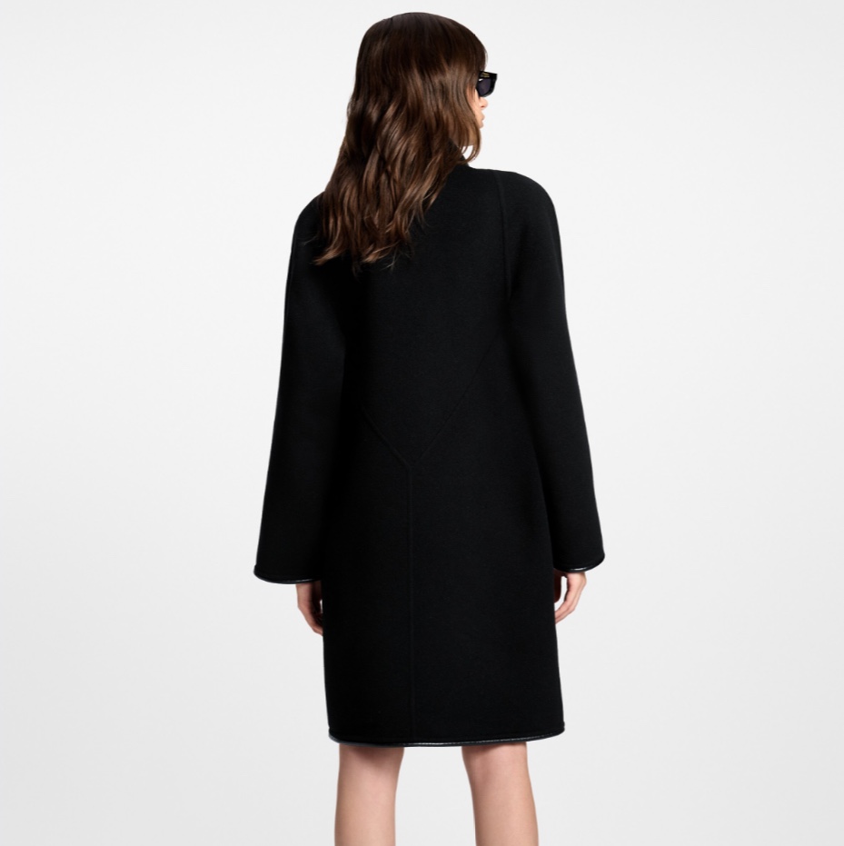 LV Classic Coat – Double-Faced Wool Long Coat with Hook Closure