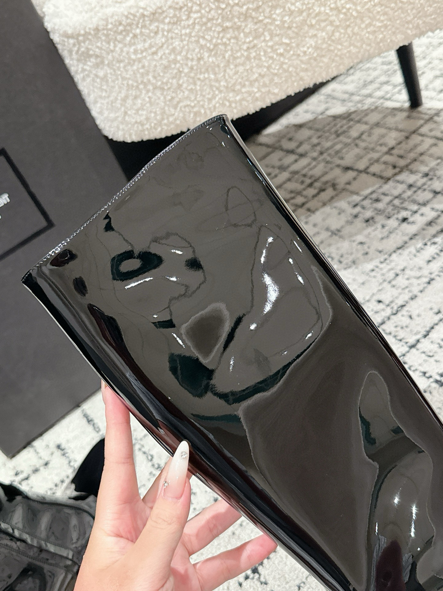 Saint Laurent YSL 25 / Square Toe High-Heel Boots