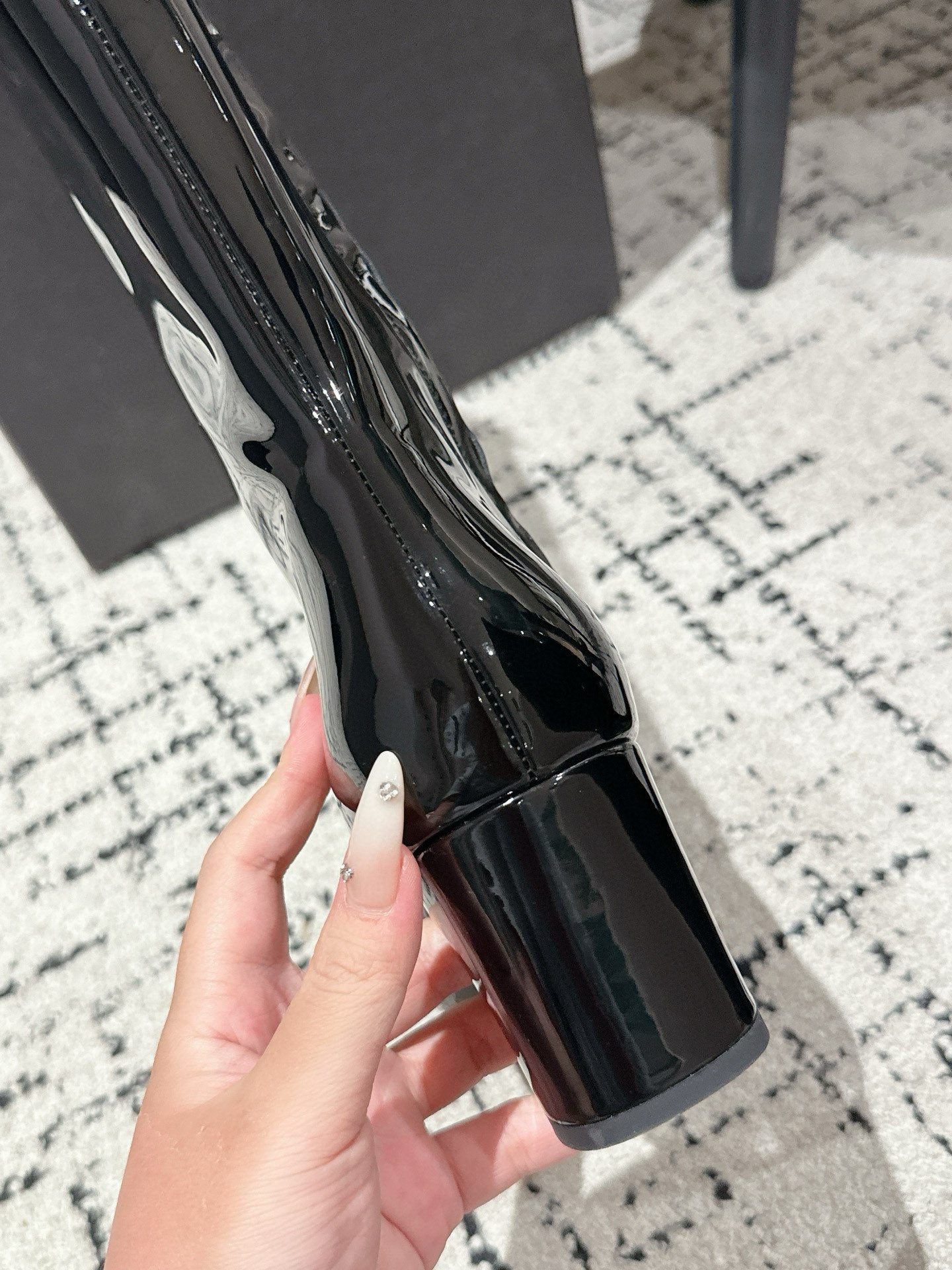 Saint Laurent YSL 25 / Square Toe High-Heel Boots