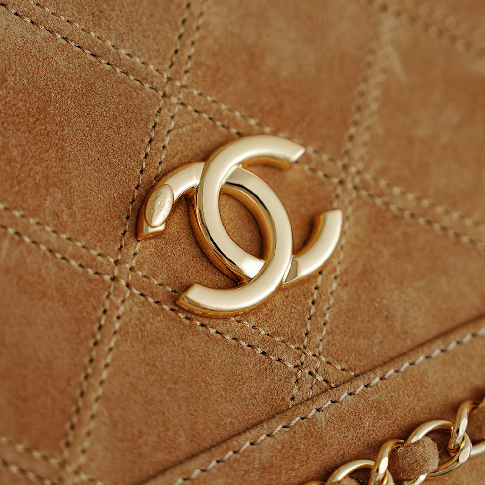 Chanel Camel Suede Chain-Edged Classic Flap Bag
