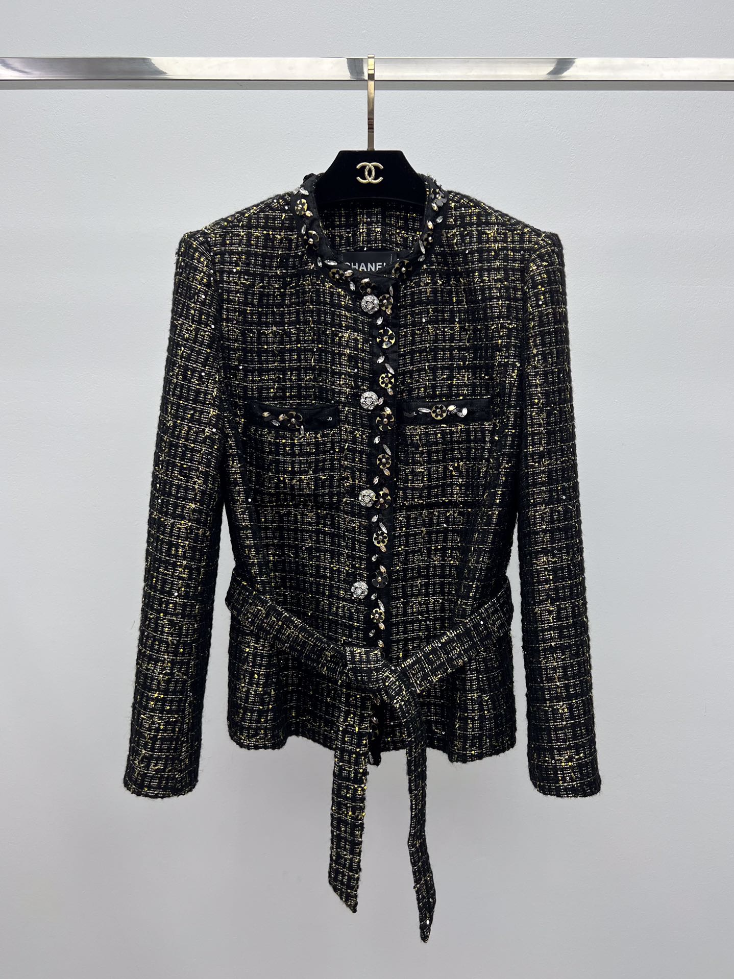 Chanel Black & Gold Bouclé Jacket Set