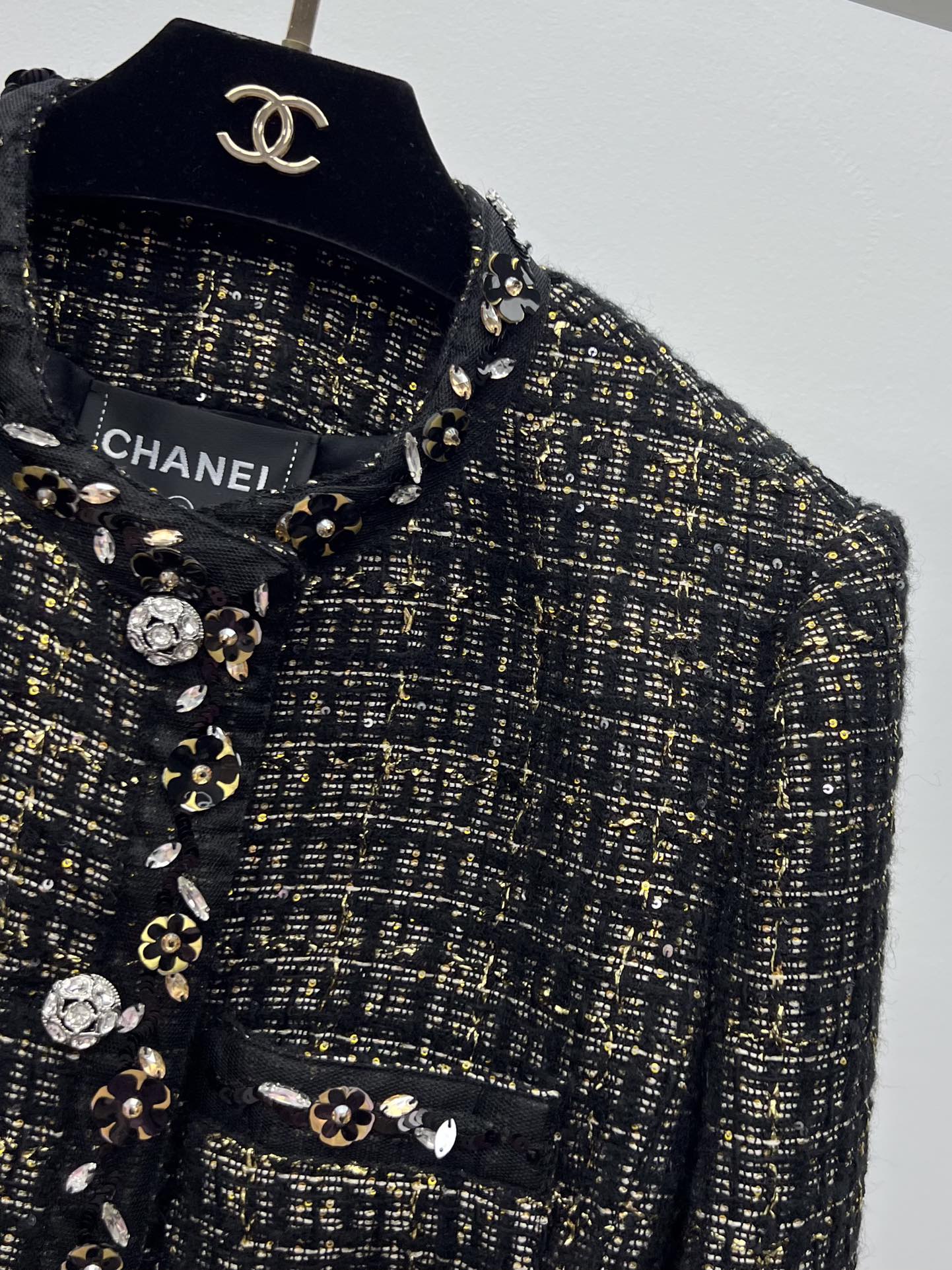 Chanel Black & Gold Bouclé Jacket Set