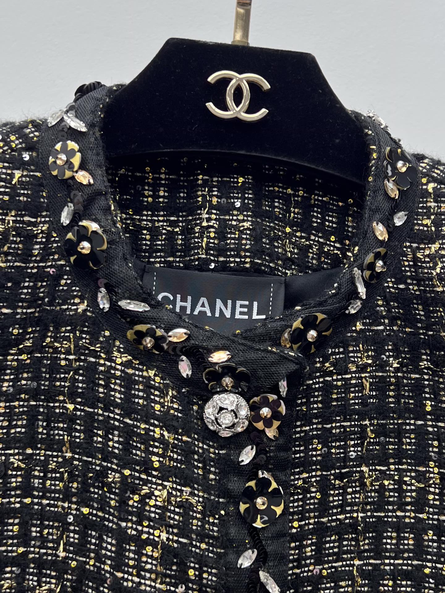 Chanel Black & Gold Bouclé Jacket Set