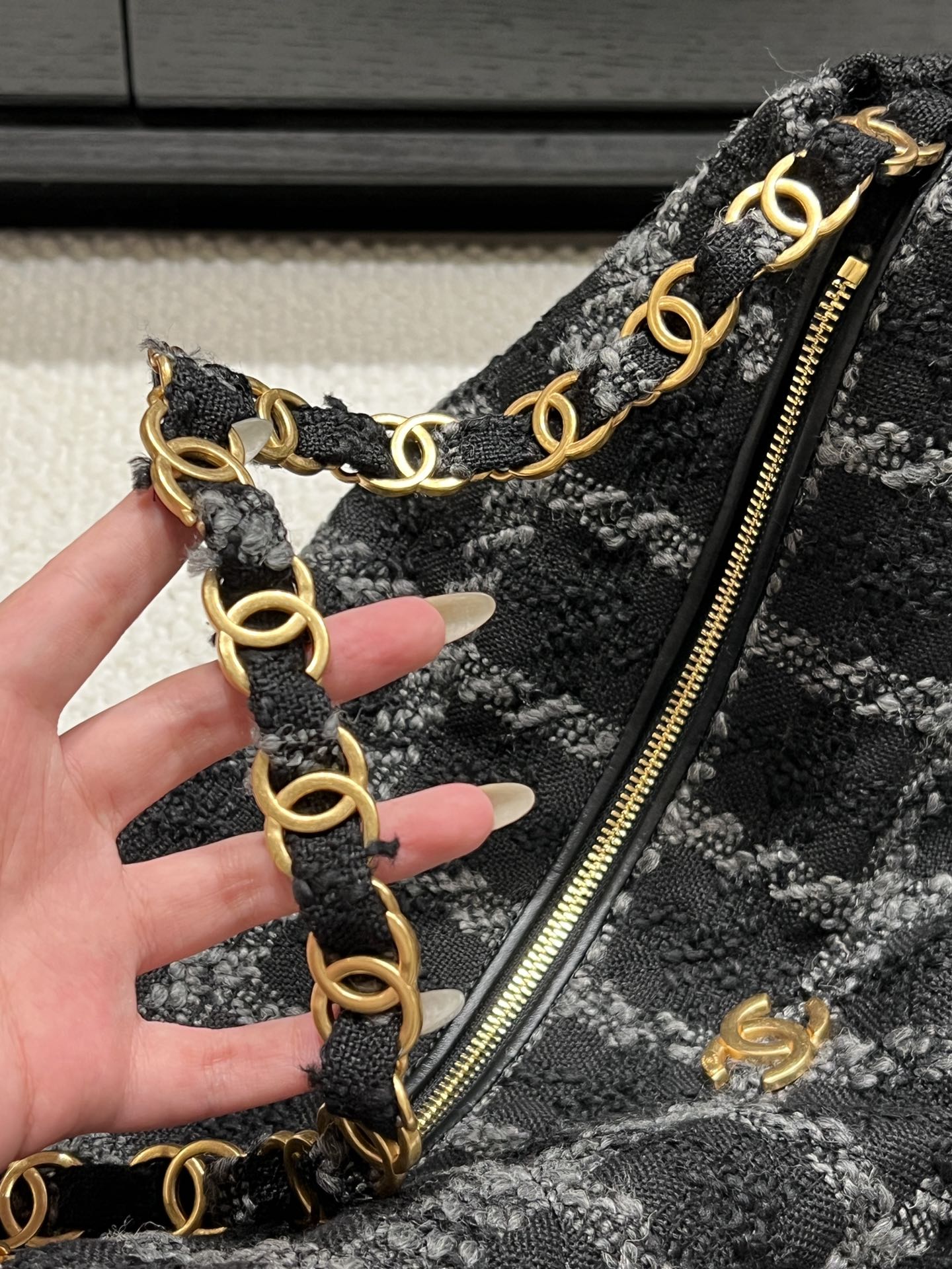 Chanel 22K Wool Maxi Hobo Bag