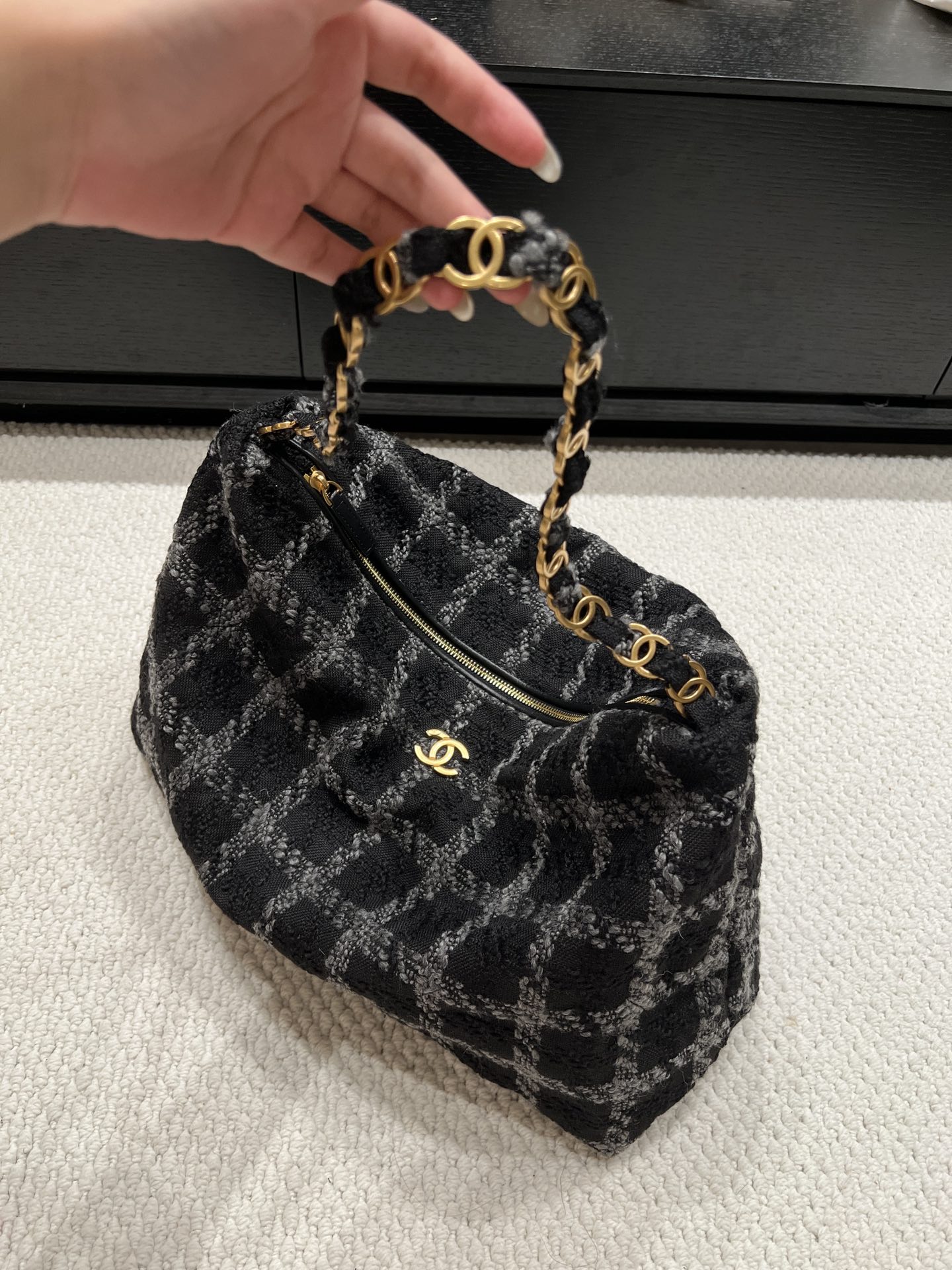 Chanel 22K Wool Maxi Hobo Bag