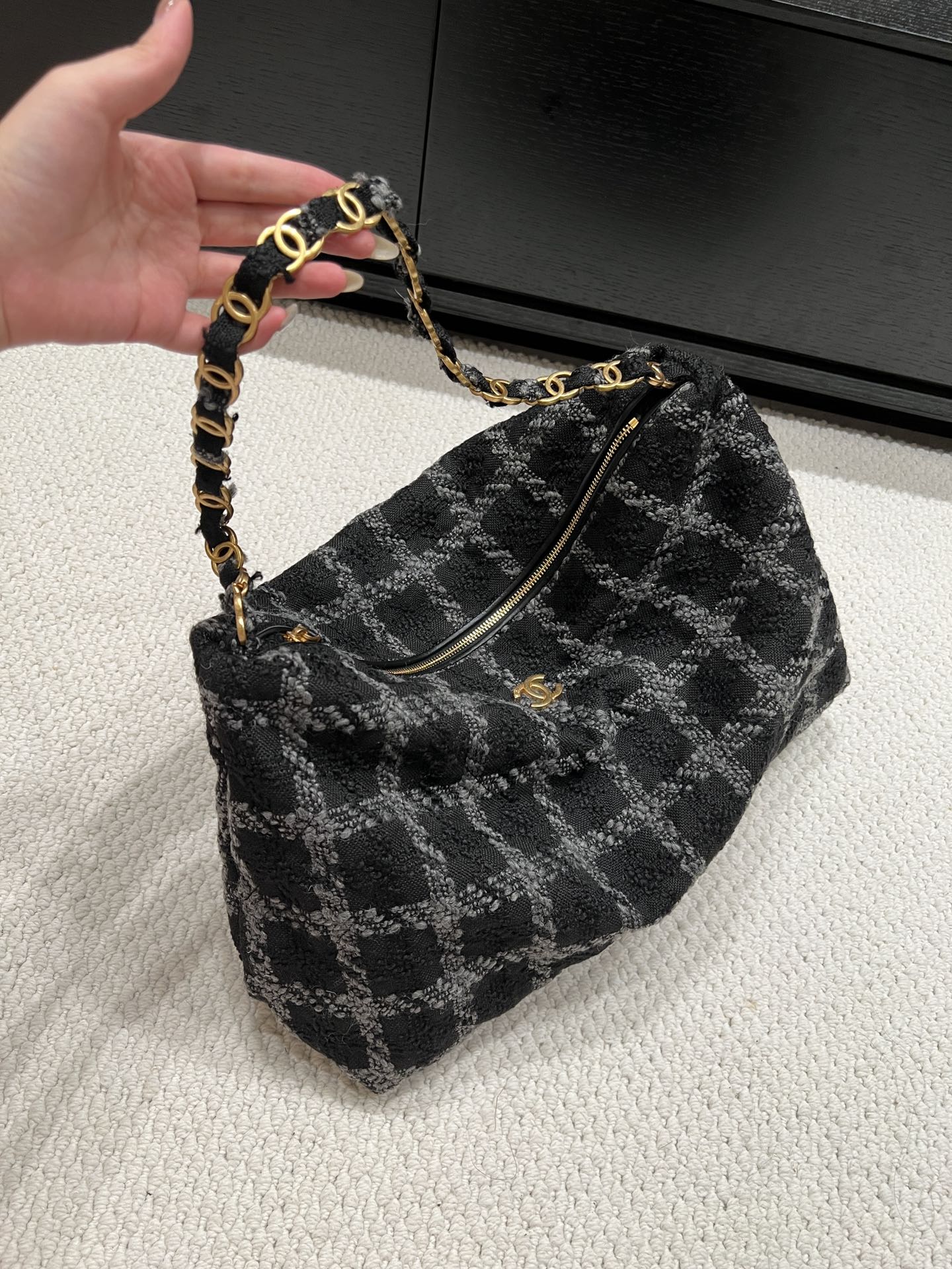 Chanel 22K Wool Maxi Hobo Bag