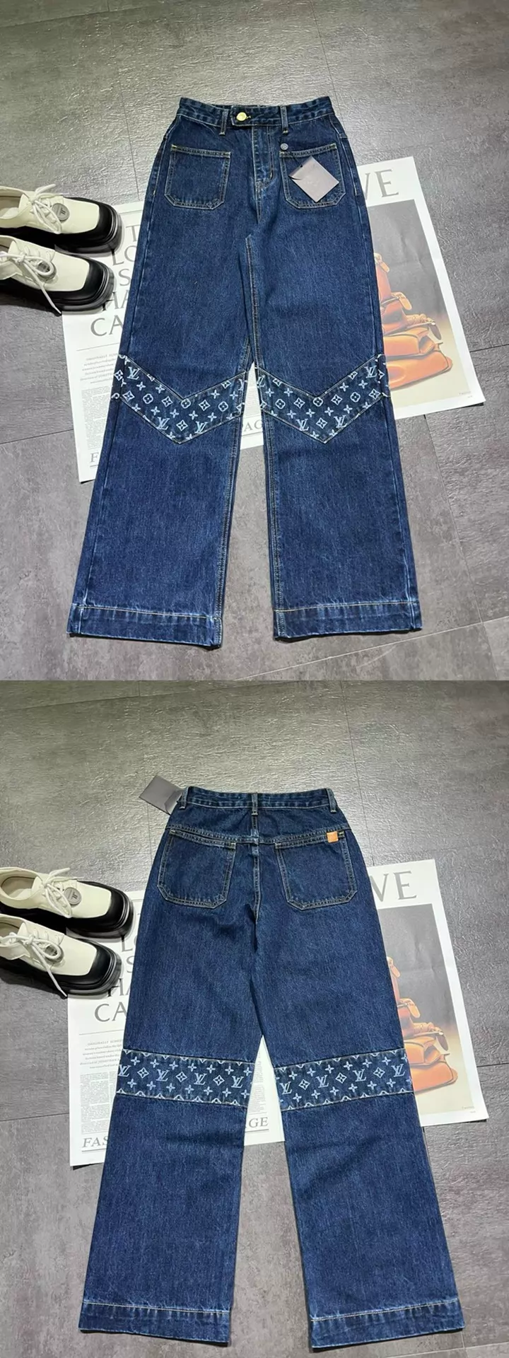 Louis Vuitton Dark Blue Patchwork Denim Jeans