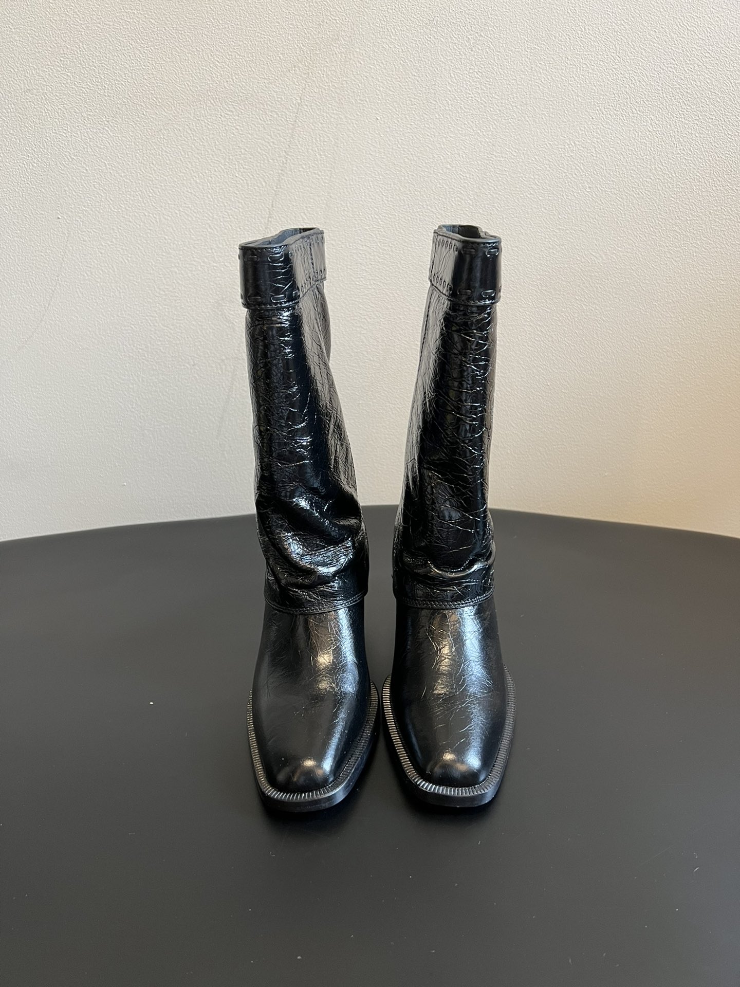 Fendi Vintage-Style Square-Toe Mid-Calf Boots