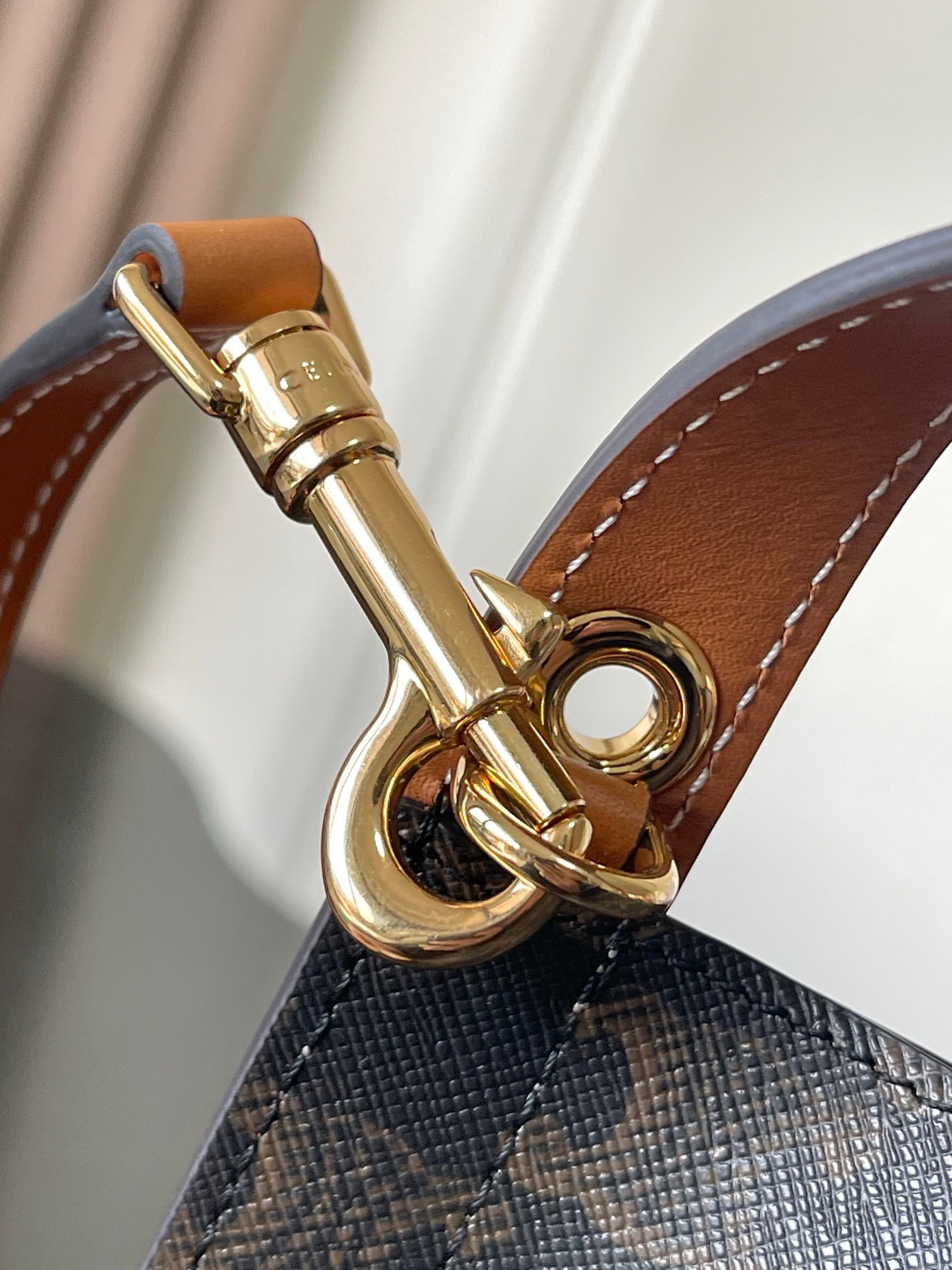 CELINE SMALL CUBE BAG IN Triomphe Canvas and NATURAL Calfskin