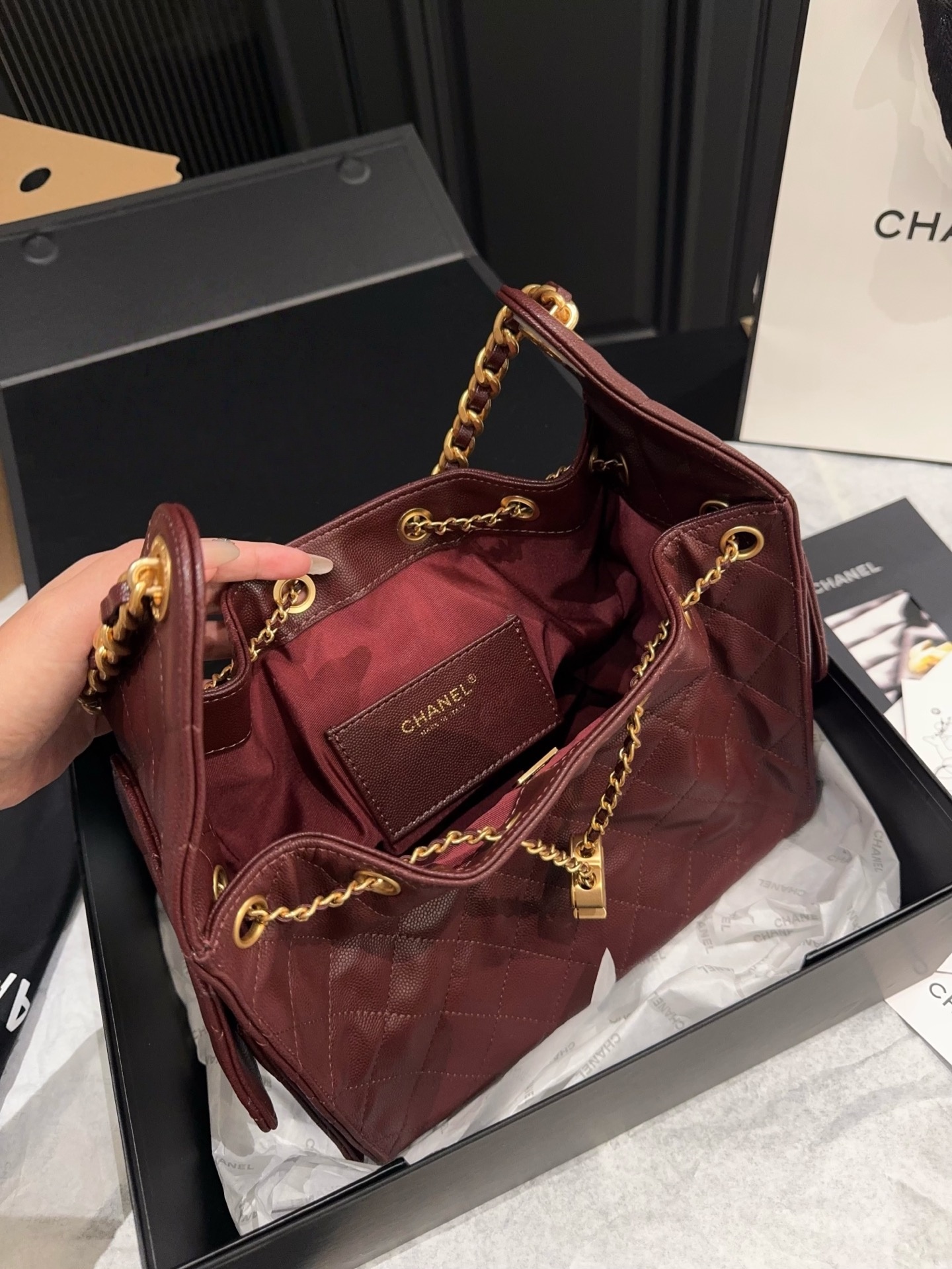 Chanel Small 25 Handbag Burgundy