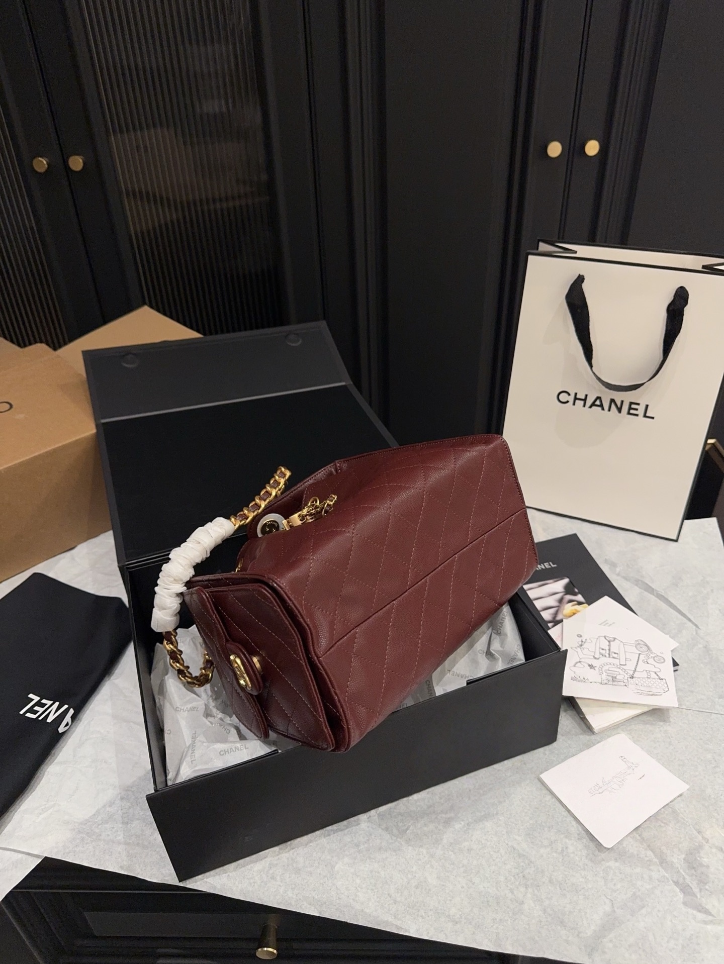 Chanel Small 25 Handbag Burgundy