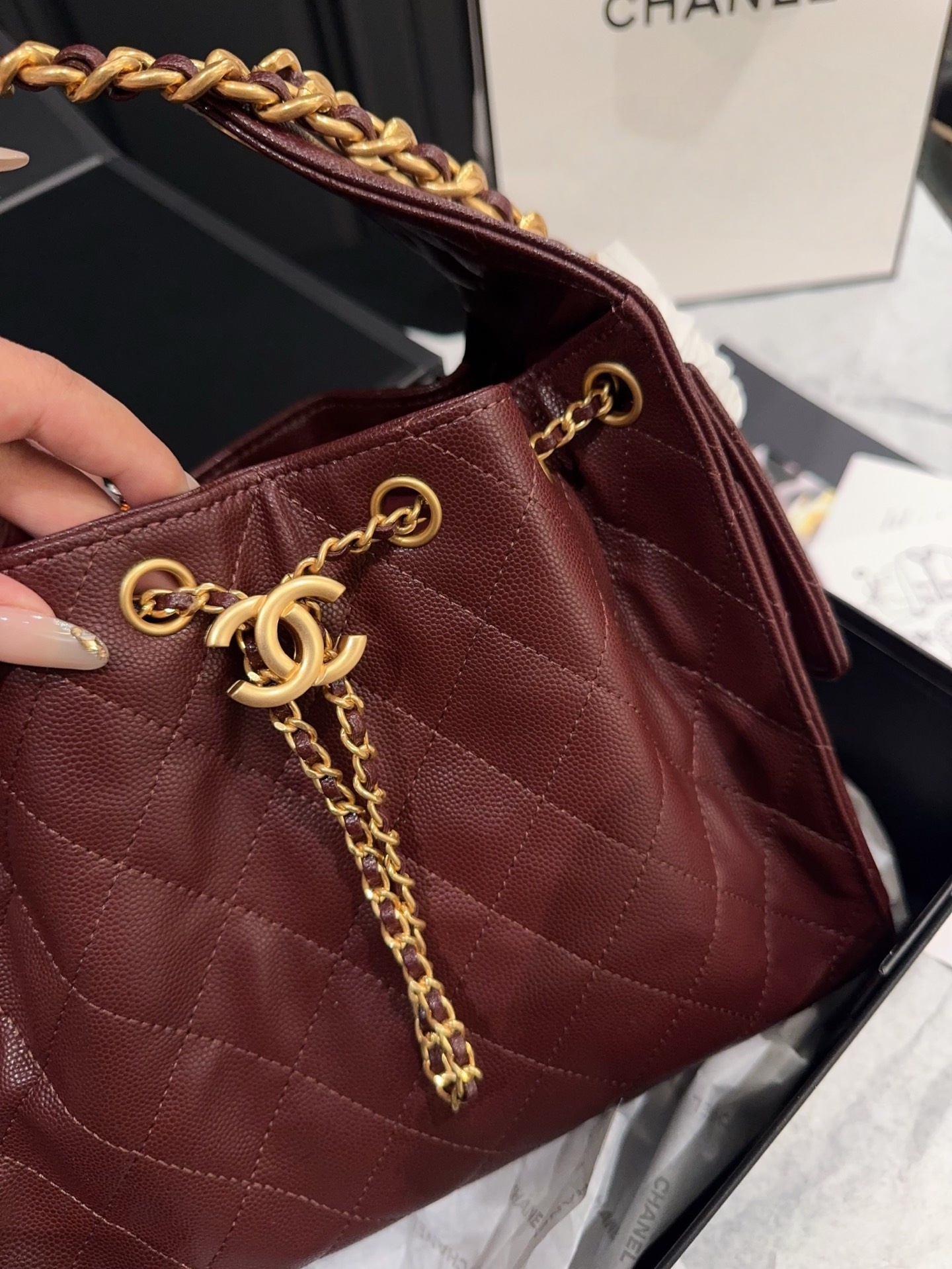 Chanel Small 25 Handbag Burgundy