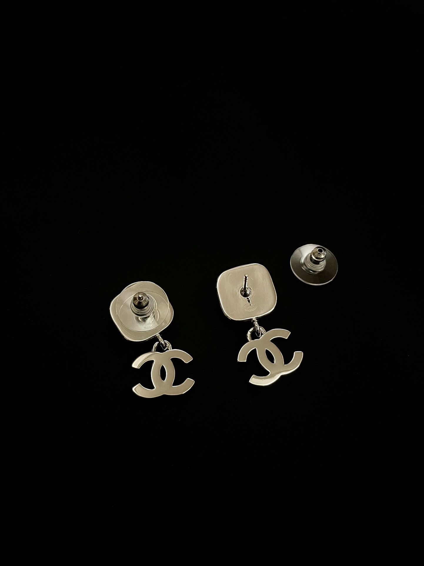 Chanel Square Denim Earrings