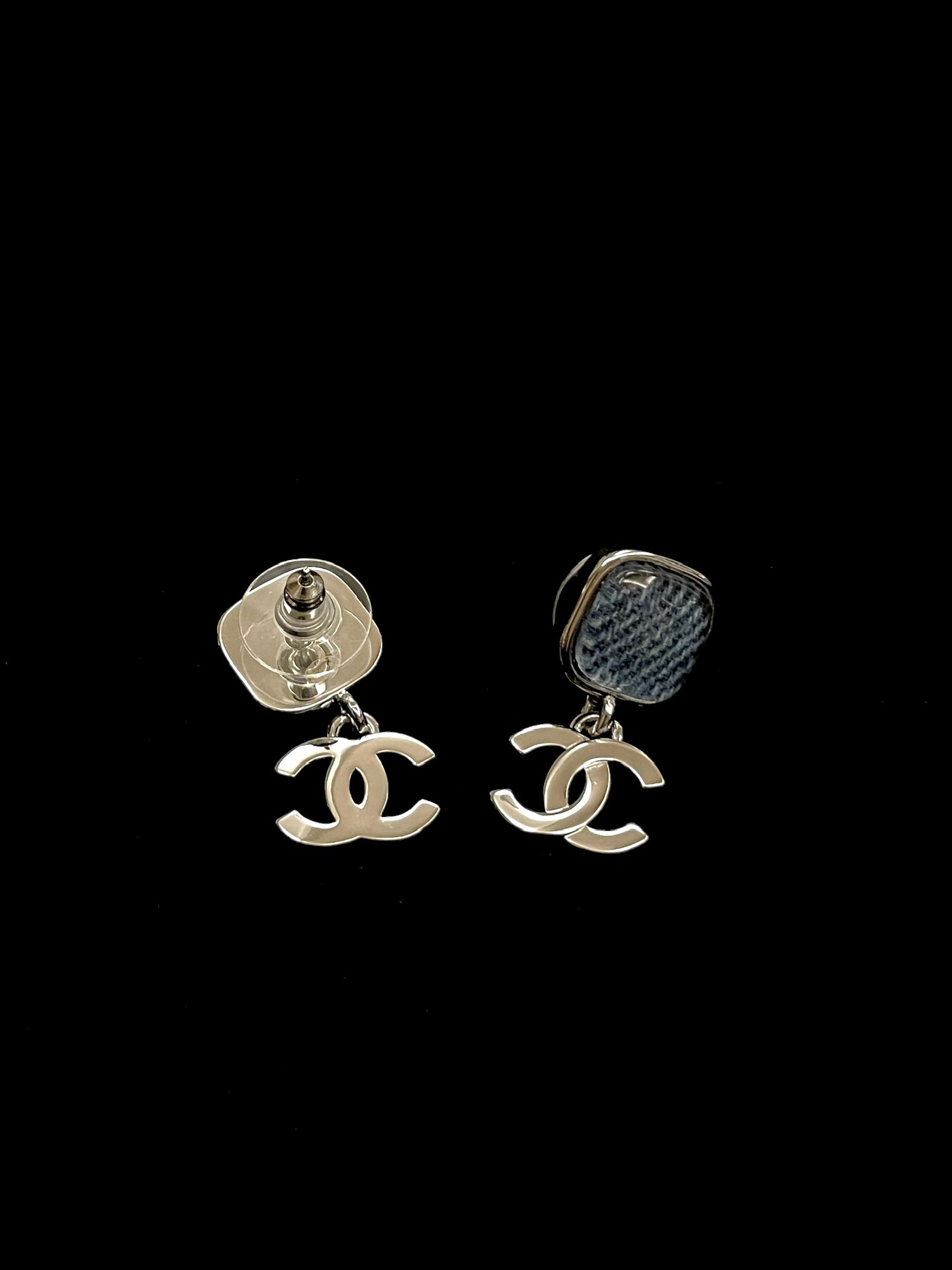 Chanel Square Denim Earrings