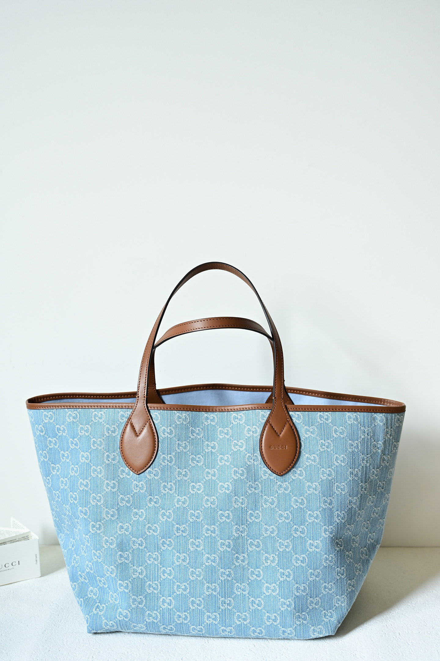 GUCCI Totissima monogram-pattern denim tote bag