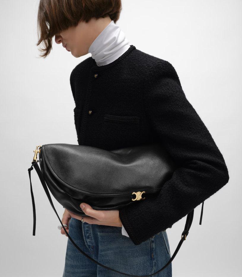 CELINE HALFMOON SOFT TRIOMPHE BAG IN SUPPLE SHINY LAMBSKIN