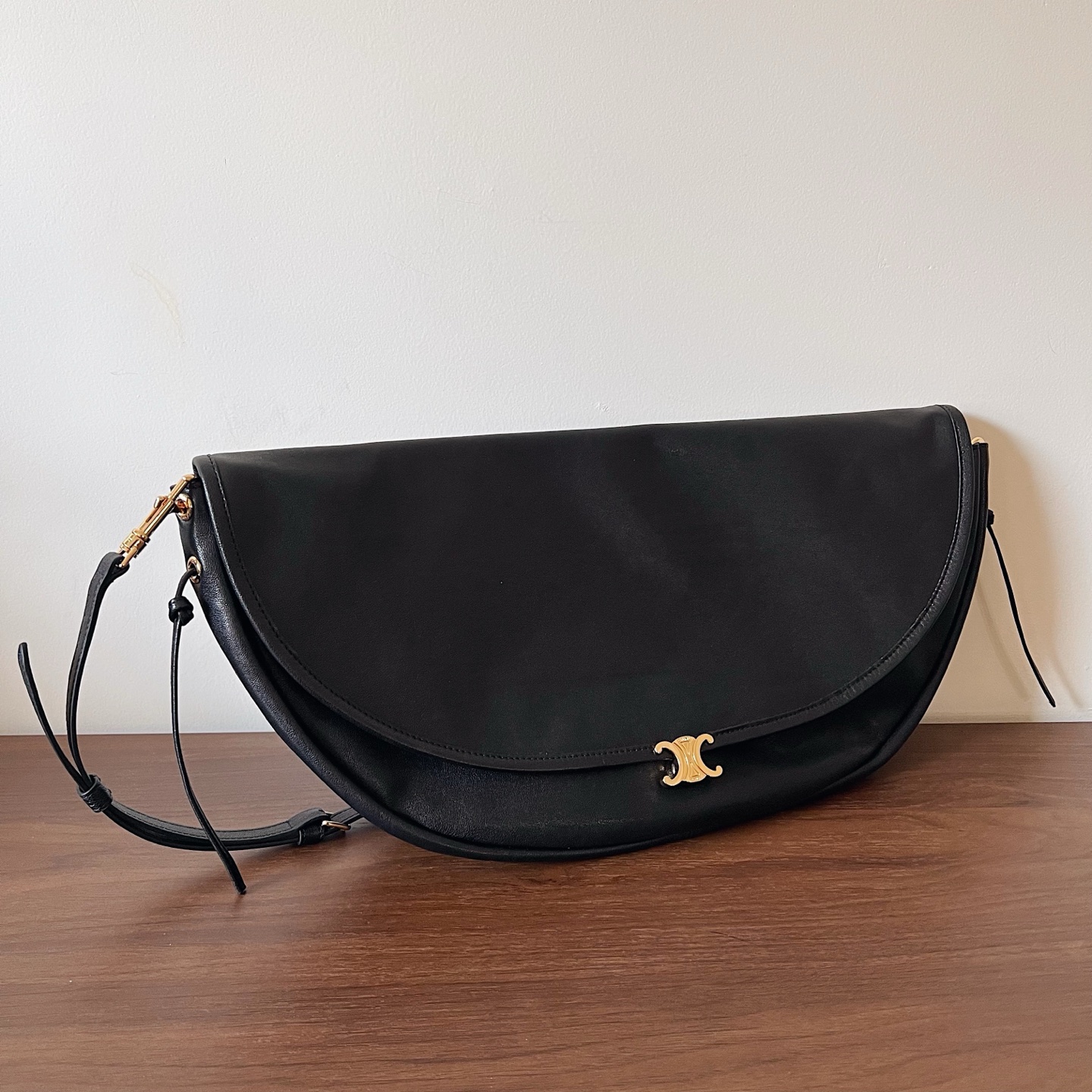 CELINE HALFMOON SOFT TRIOMPHE BAG IN SUPPLE SHINY LAMBSKIN