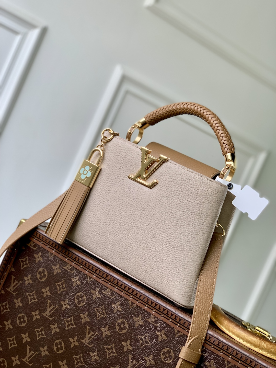 LOUIS VUITTON Capucines Grey and Brown Mini Bag