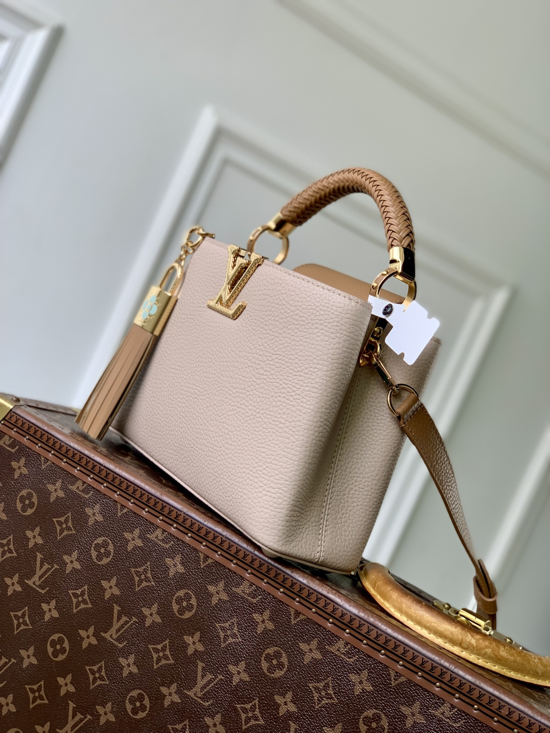 LOUIS VUITTON Capucines Grey and Brown Mini Bag