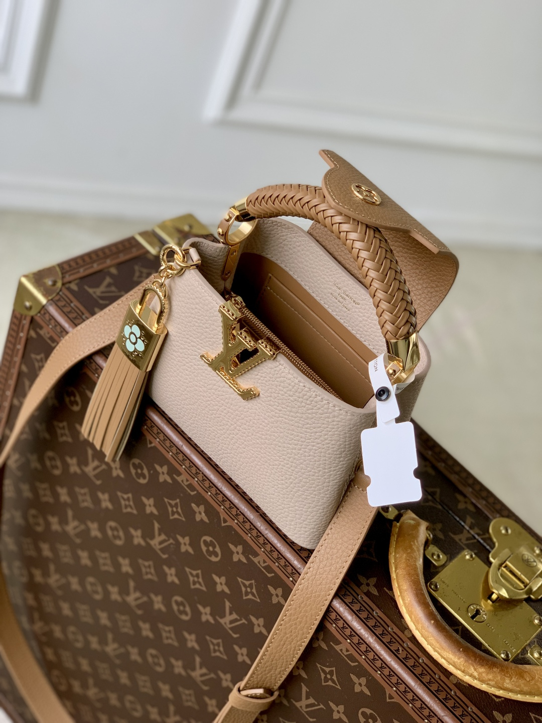 LOUIS VUITTON Capucines Grey and Brown Mini Bag