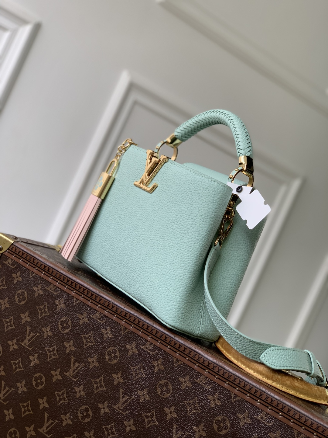 LOUIS VUITTON Capucines Green Mini Bag