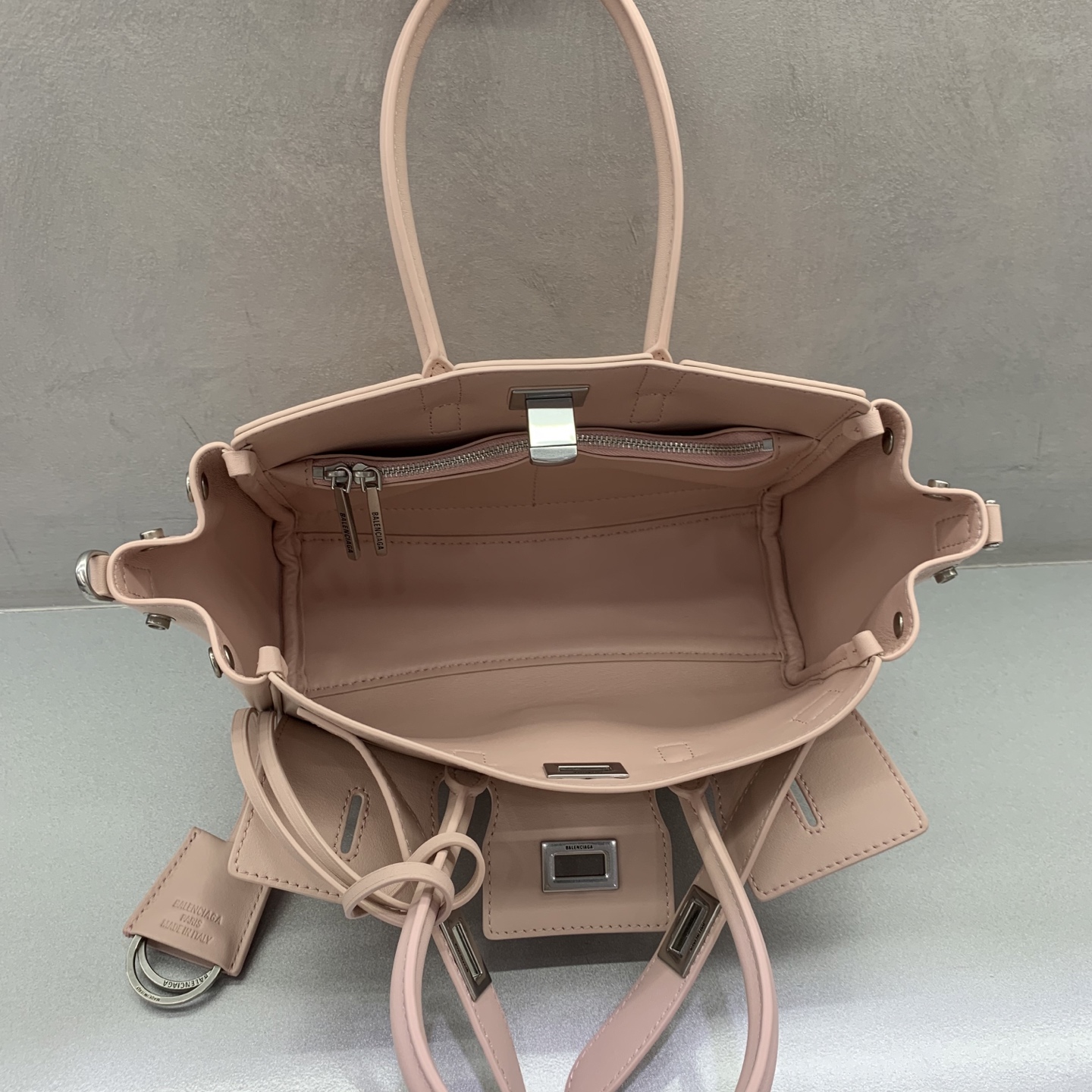 BALENCIAGA Women's Bel Air Carry All Bag Mini in Suede Pink