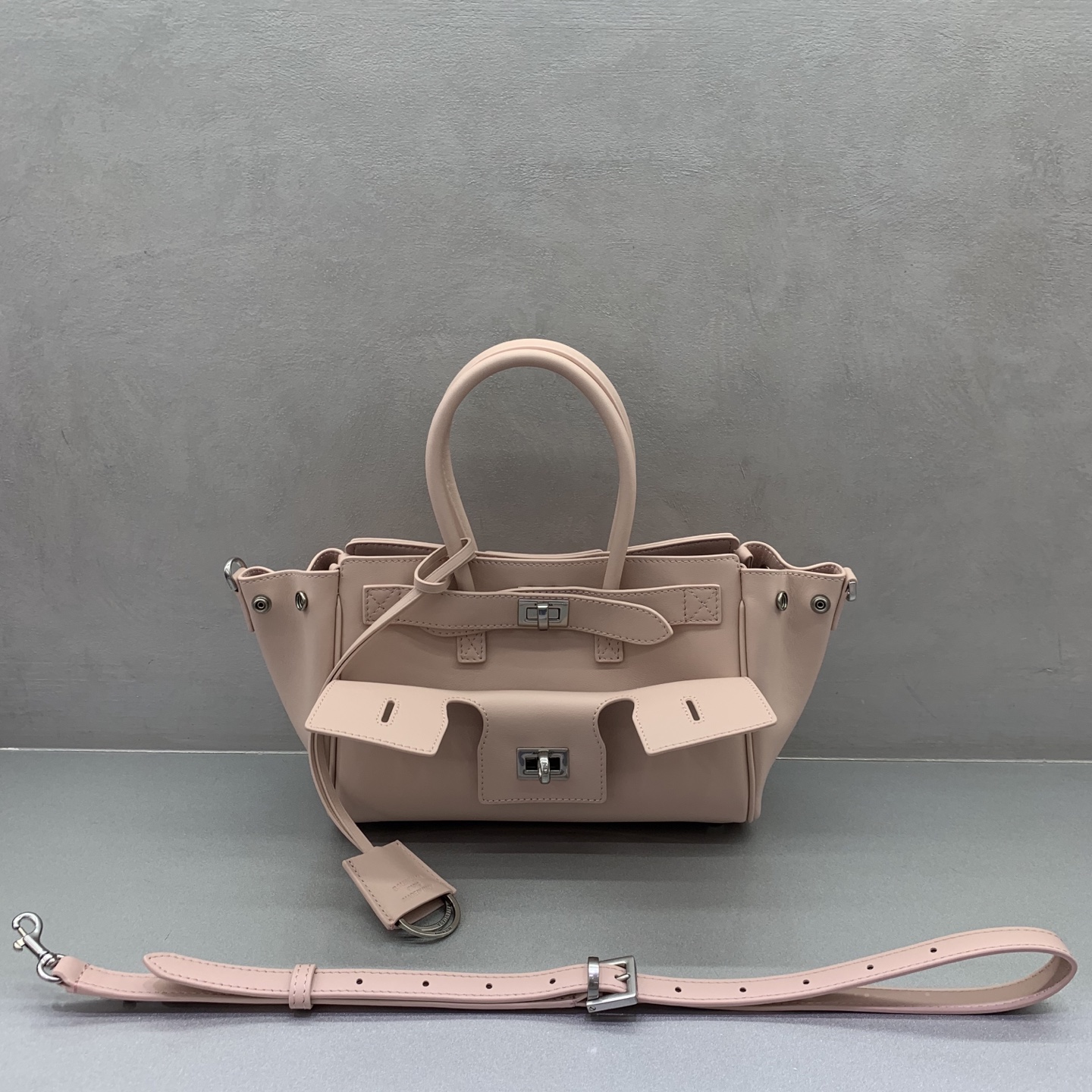BALENCIAGA Women's Bel Air Carry All Bag Mini in Suede Pink