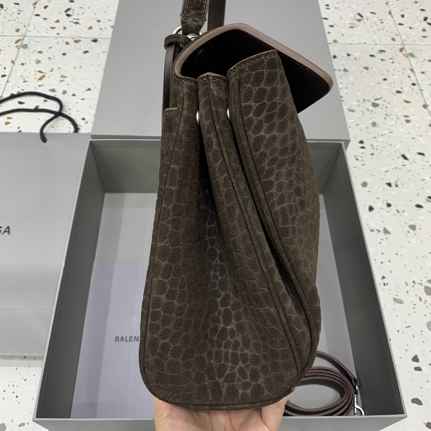 BALENCIAGA Rodeo Handbag Medium in Dark Brown