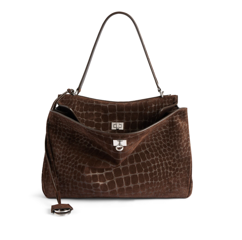 BALENCIAGA Rodeo Handbag Medium in Dark Brown