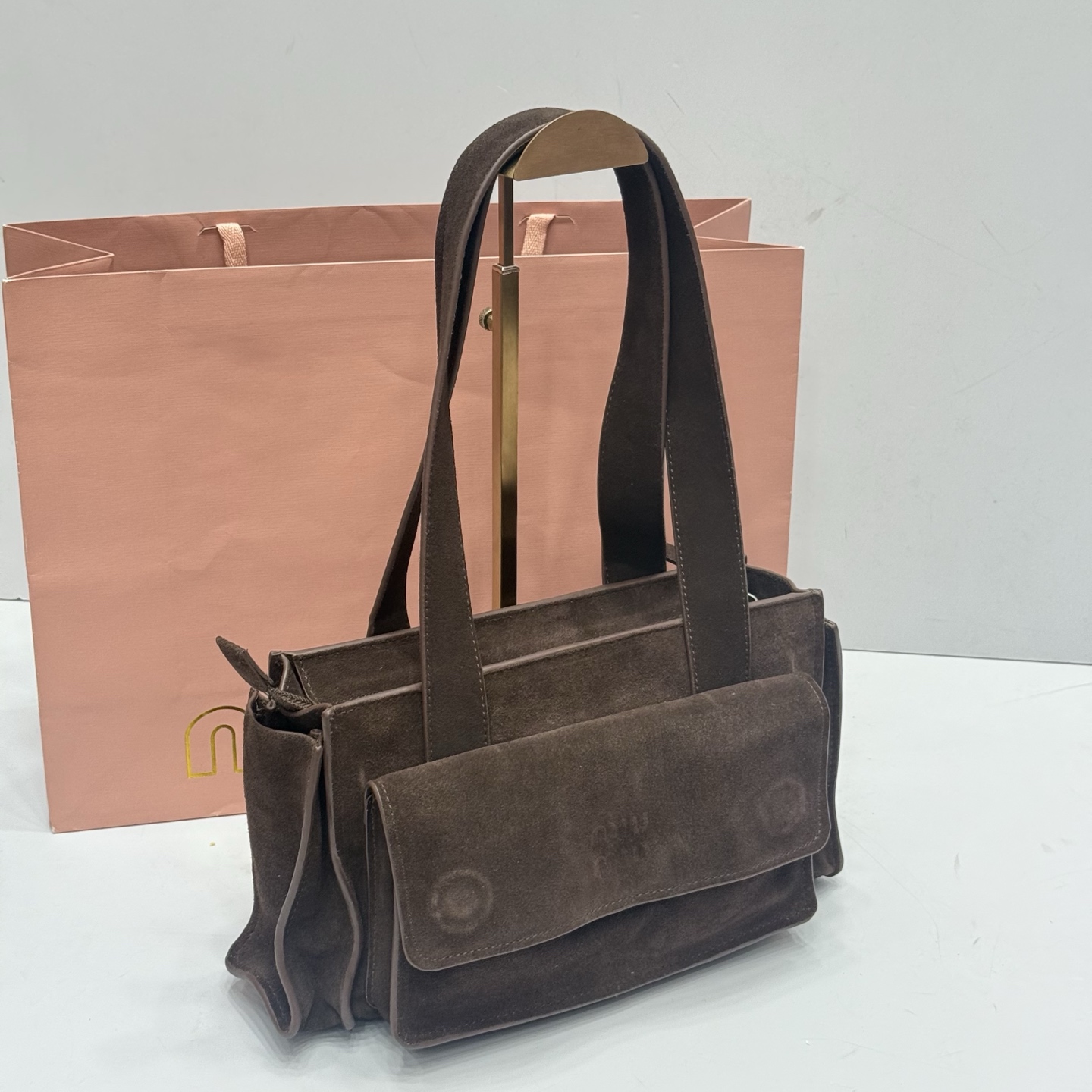 MiuMiu Utilitaire suede top-handle bag