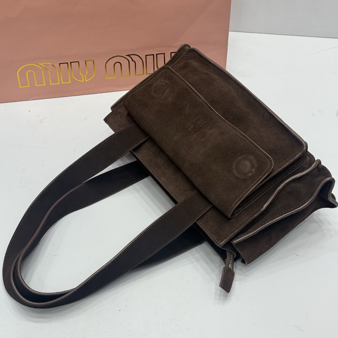 MiuMiu Utilitaire suede top-handle bag