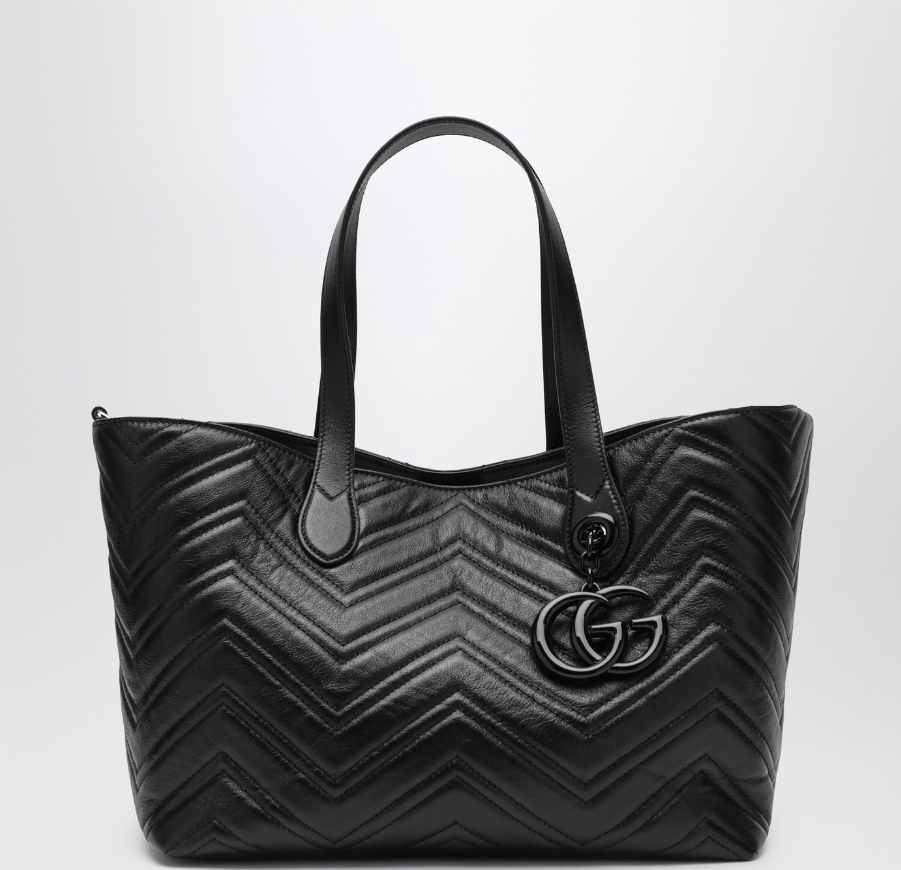 GUCCI Medium black GG Marmont shopping bag