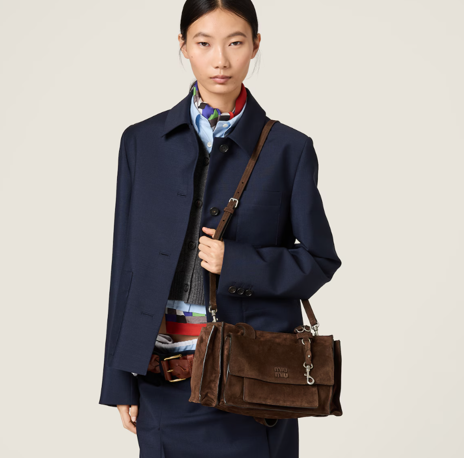 MiuMiu Utilitaire suede top-handle bag