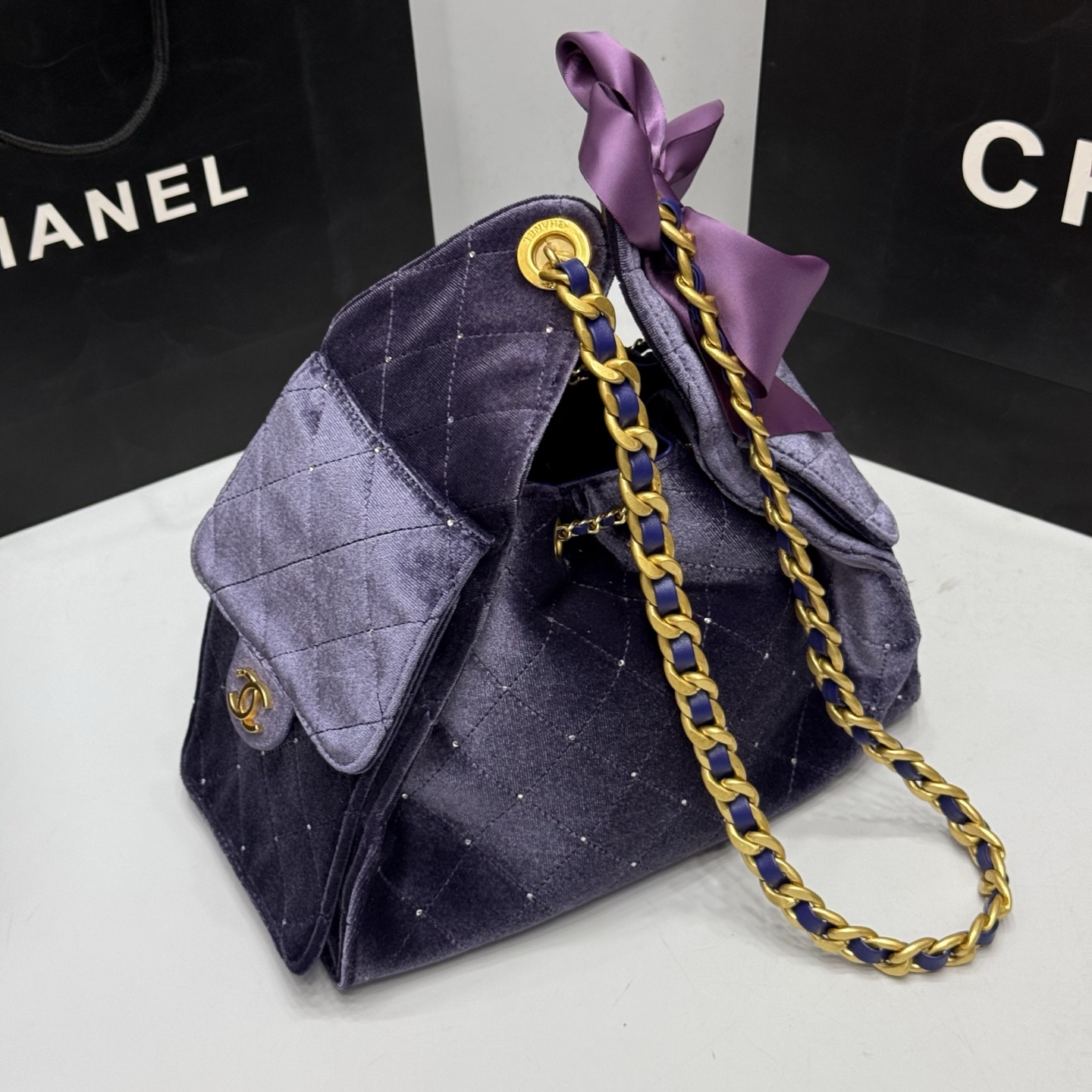 CHANEL 25A Crystal-Embellished Hobo Bag