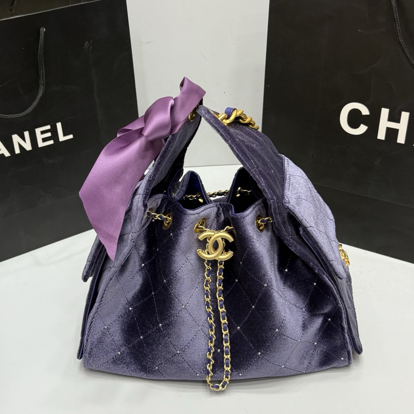 CHANEL 25A Crystal-Embellished Hobo Bag