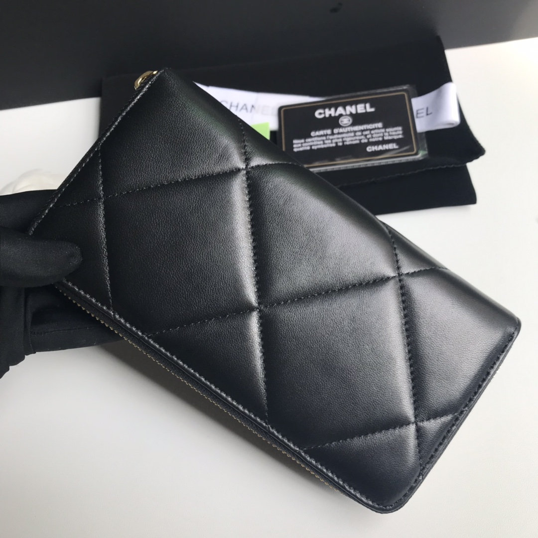 CHANEL Quilted Zip Wallet