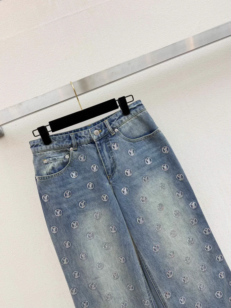 LOUIS VUITTON 1AIPP6 Signature Sequin Bootcut Jeans