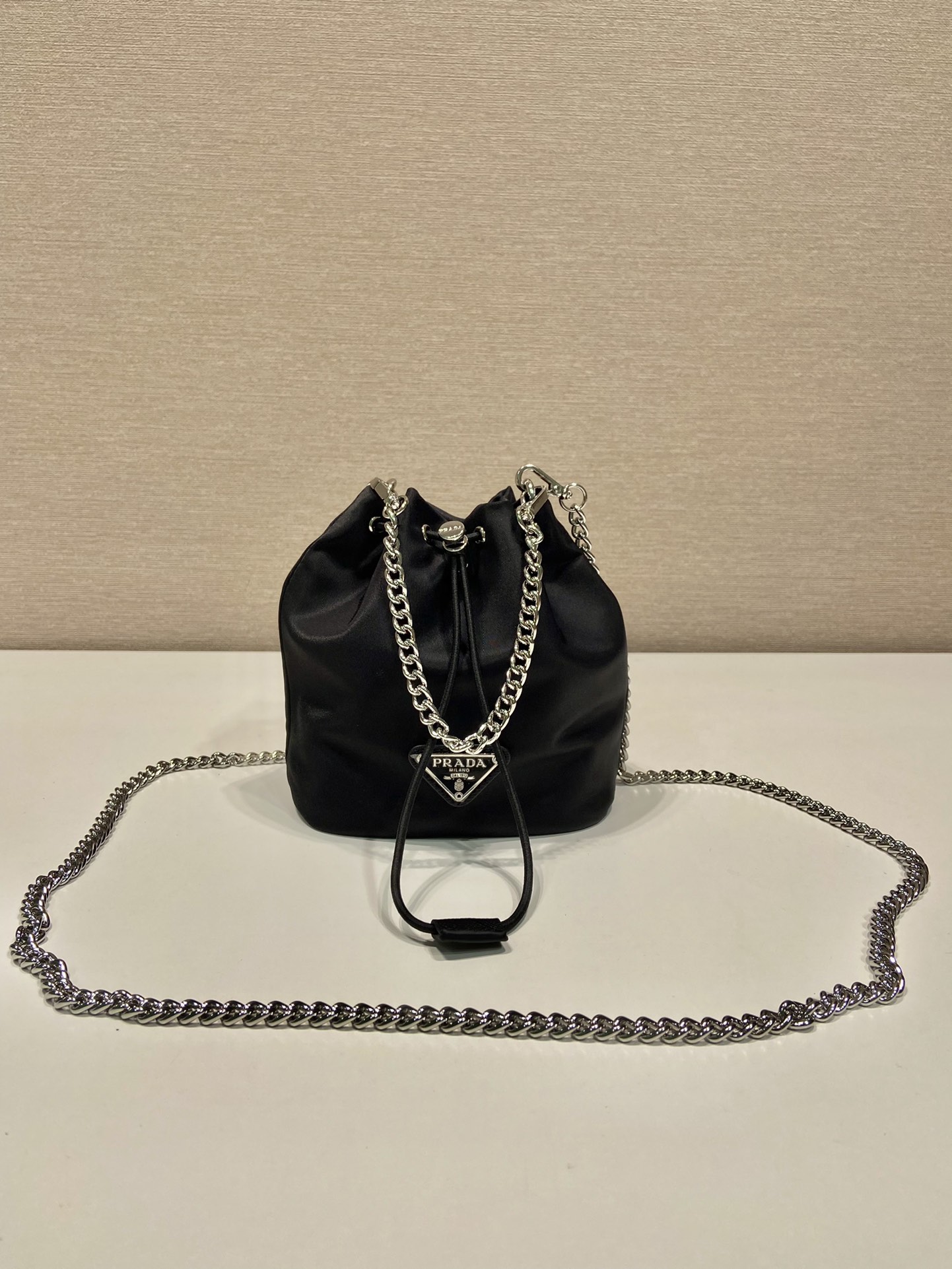 Prada Black Nylon Mini Bucket Bag