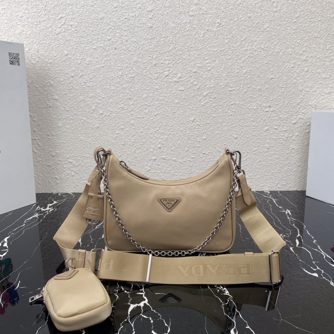 Prada Re-Edition 2005 Re-Nylon and Saffiano leather bag with charm