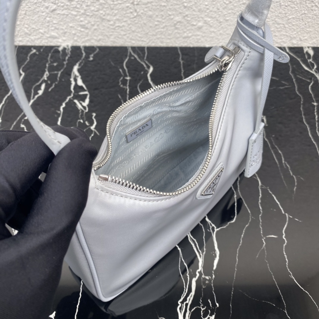 Prada Ice Grey Hobo Bag