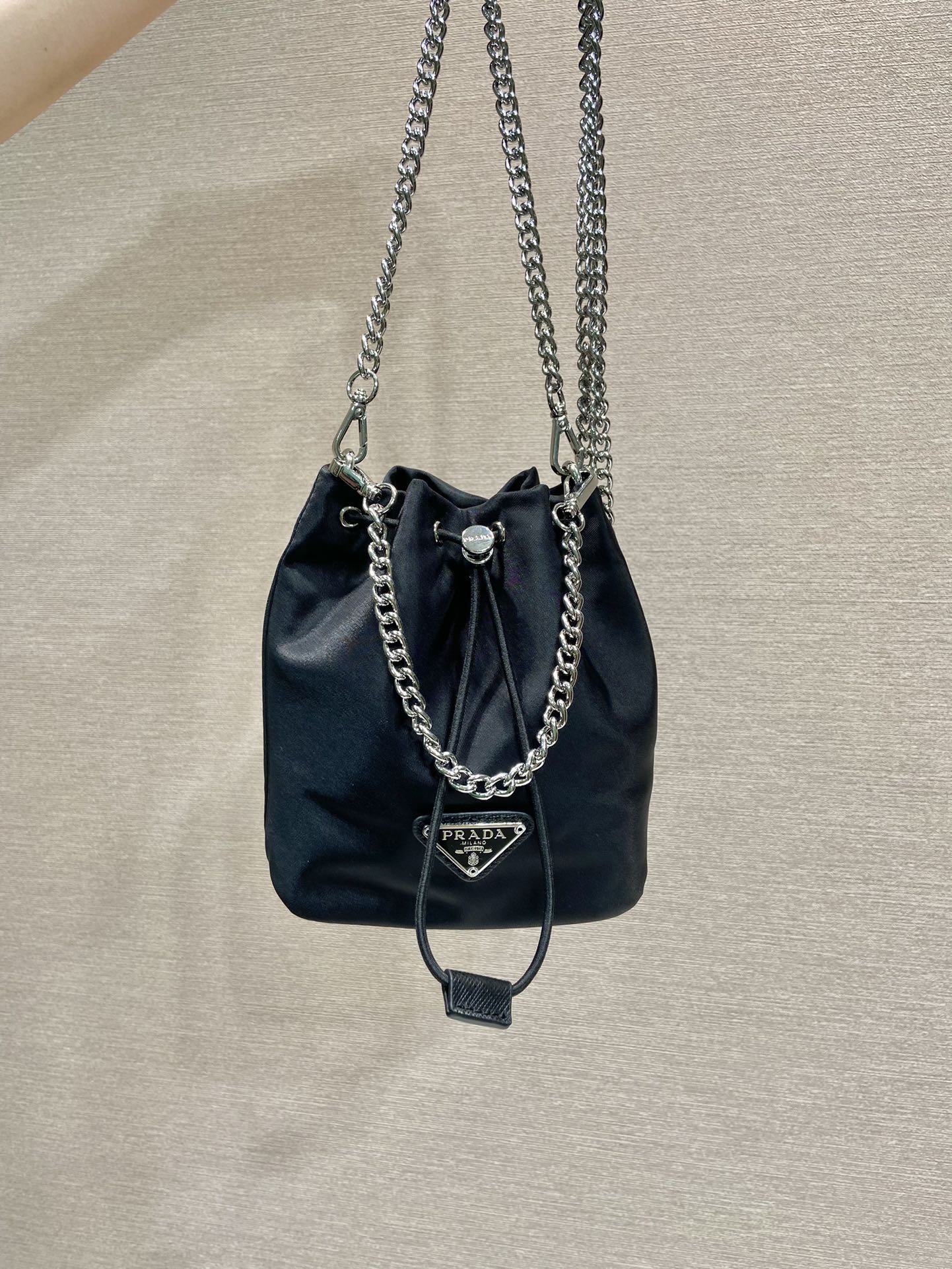 Prada Black Nylon Mini Bucket Bag