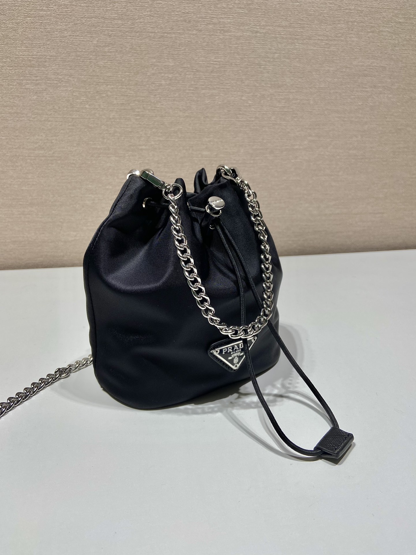 Prada Black Nylon Mini Bucket Bag