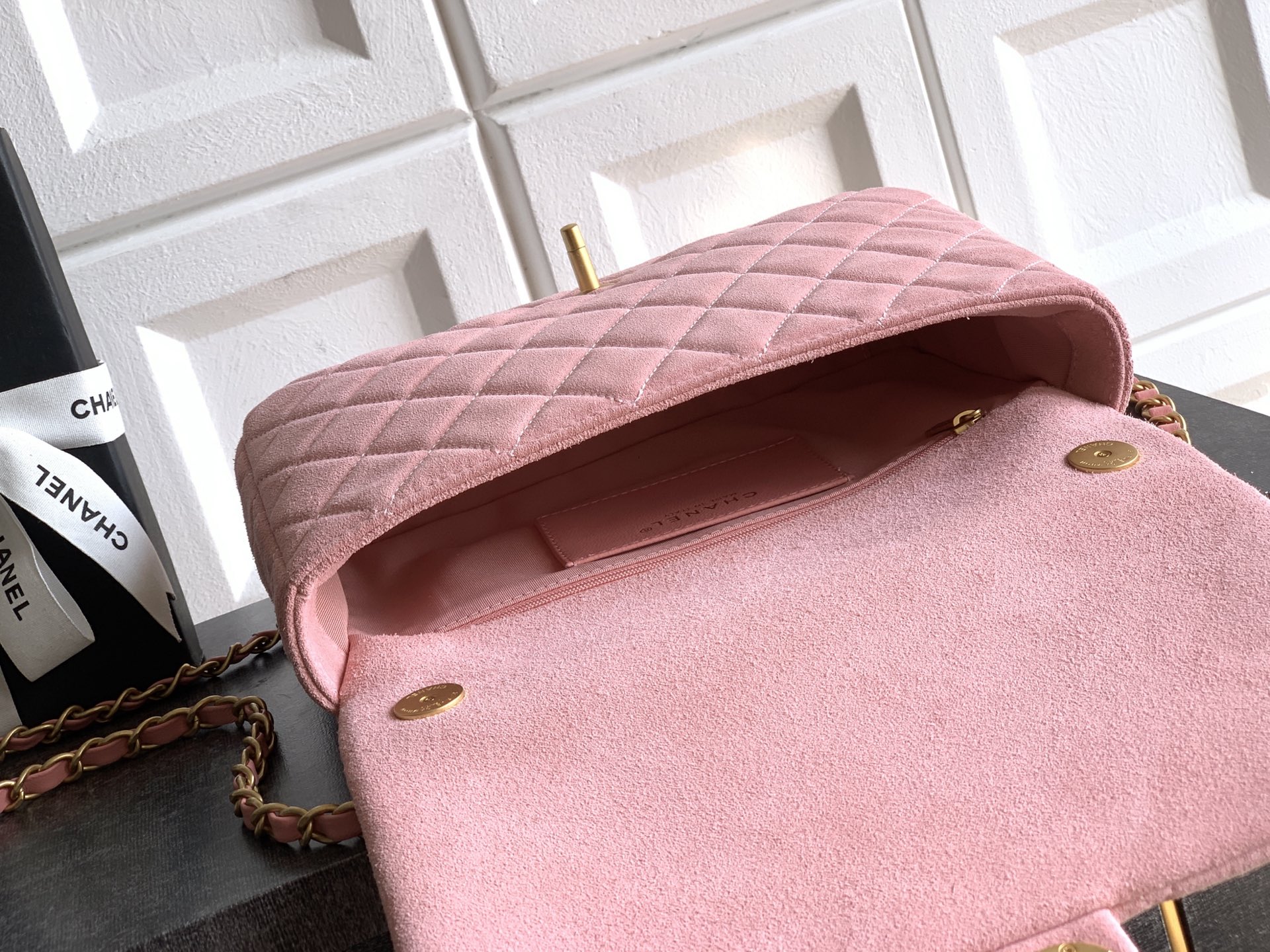 CHANEL 26C Large CF Bag in Pink Suede