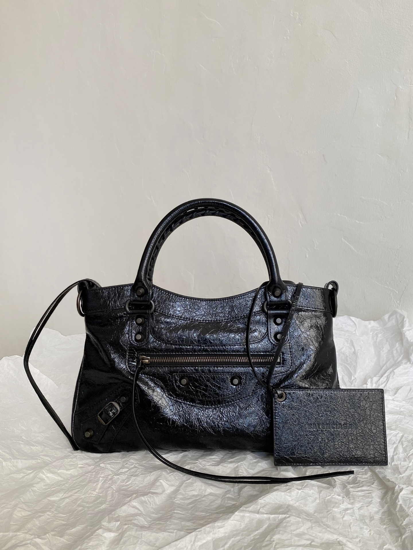 Balenciaga Le City Bag in Waxed Black