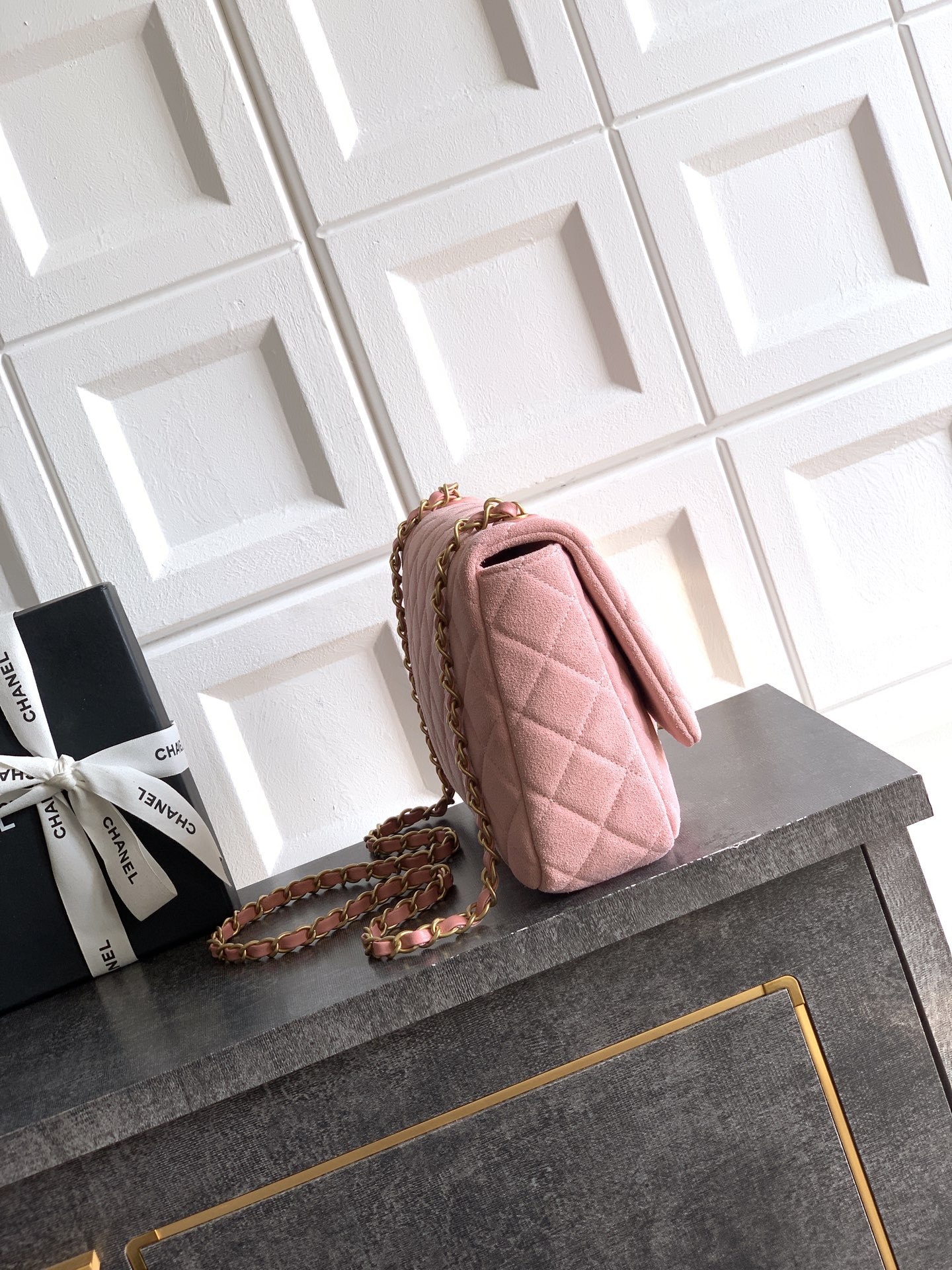 CHANEL 26C Large CF Bag in Pink Suede