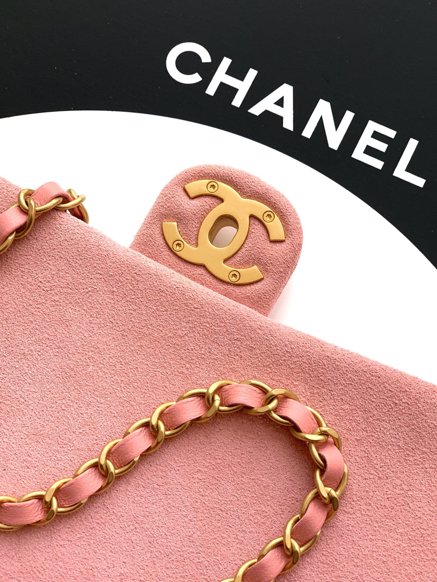 CHANEL 26C Large CF Bag in Pink Suede