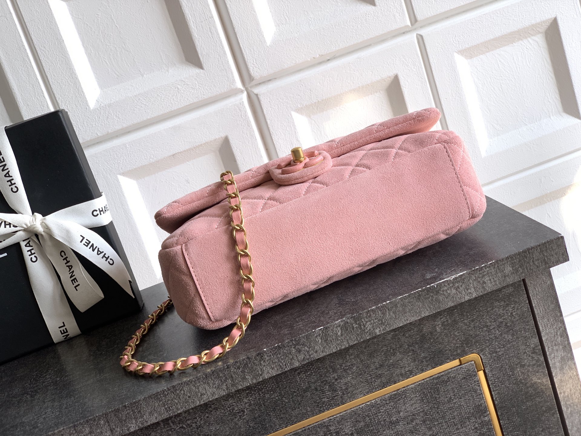 CHANEL 26C Large CF Bag in Pink Suede