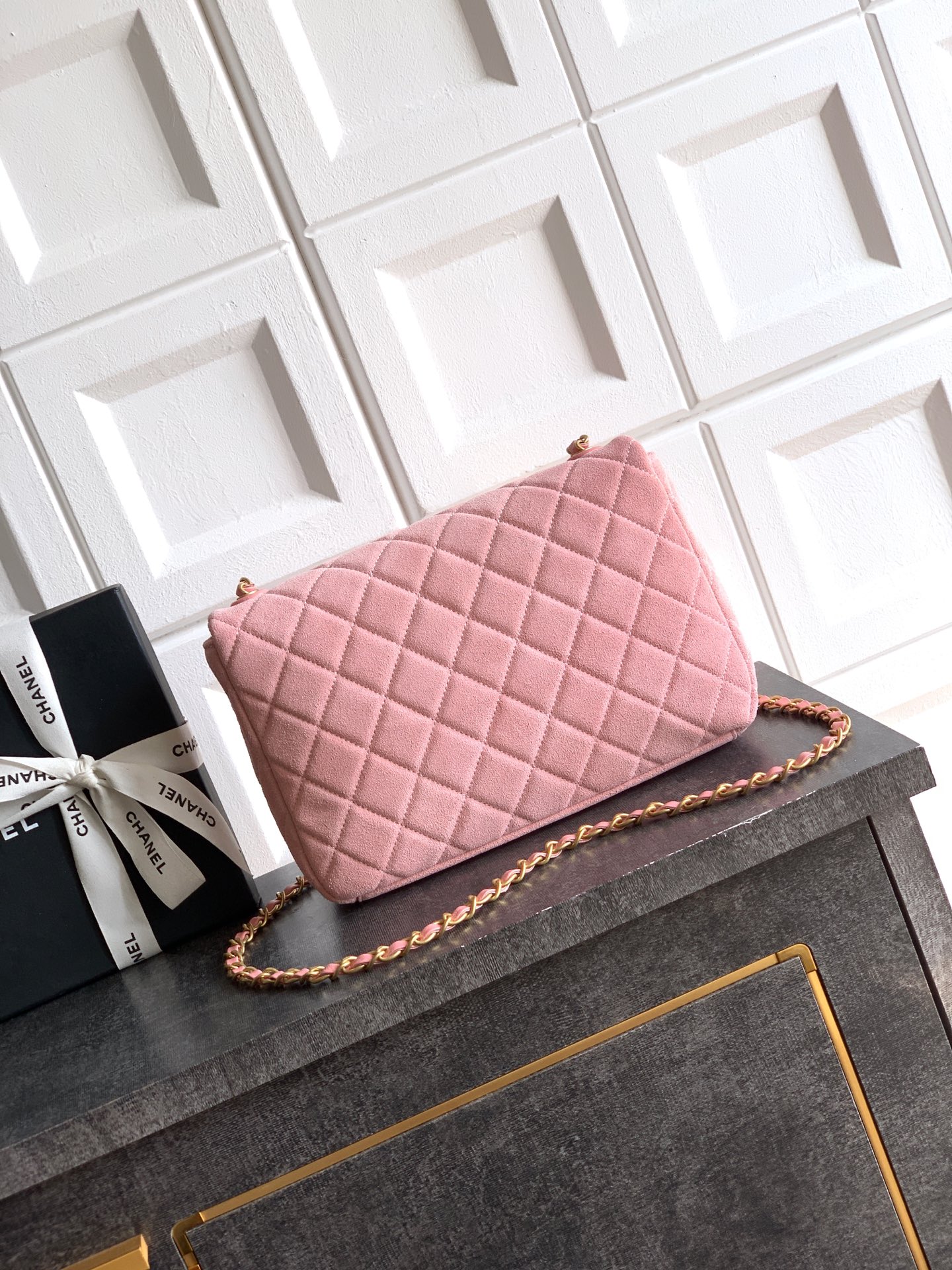 CHANEL 26C Large CF Bag in Pink Suede