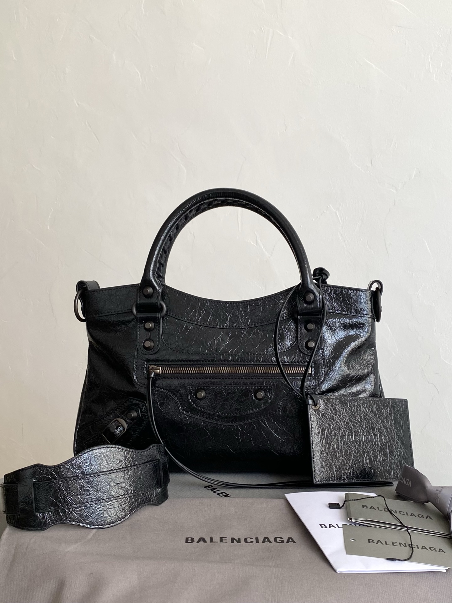 Balenciaga Le City Bag in Waxed Black