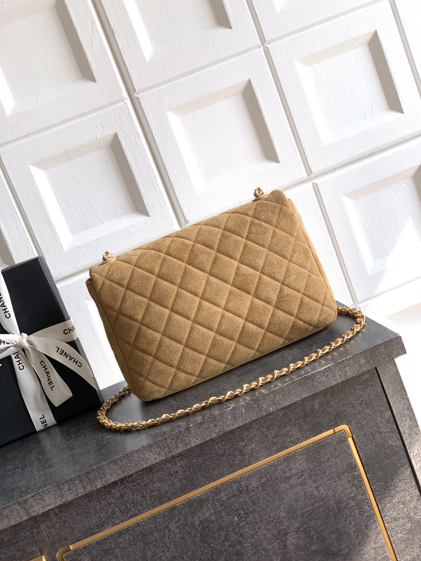 CHANEL 26C Large CF Bag in Brown Suede